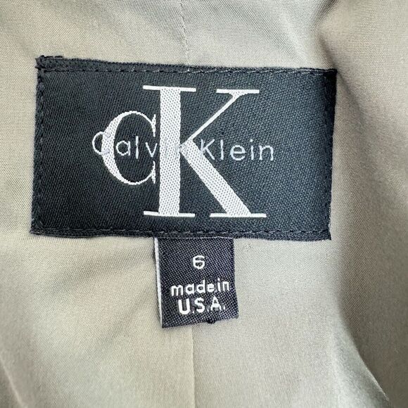 Calvin Klein Wool Jacket Coat Sz 6 Taupe 3 Button Single Breasted Lined Woman’s - Picture 16 of 16